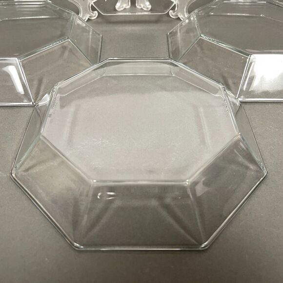 Arcoroc France Octime Clear Octagonal Bowls Glass 7 3/4" across Lot of 4 - Picture 9 of 13